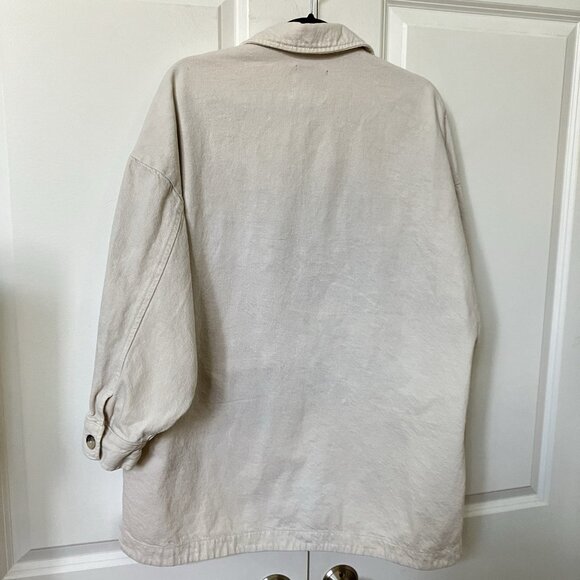 Zara Shacket Womens M/L Oversized Denim Layering Transitional Tan Neutral - Picture 7 of 10